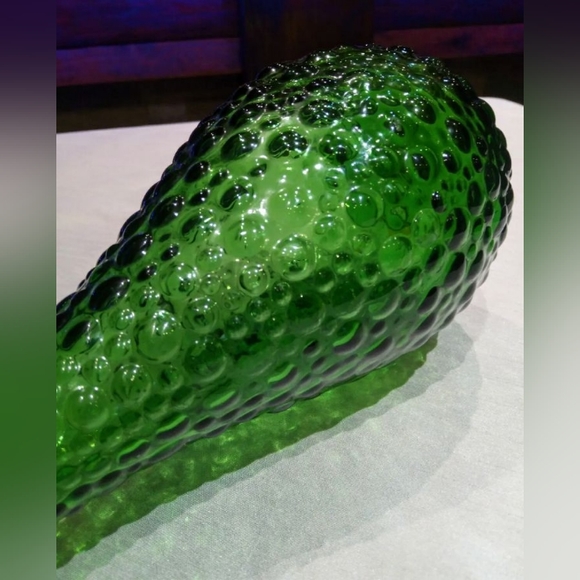 Empoli made in Italy. 15' green bubble Glass vase. Vintage MCM. - Picture 10 of 13